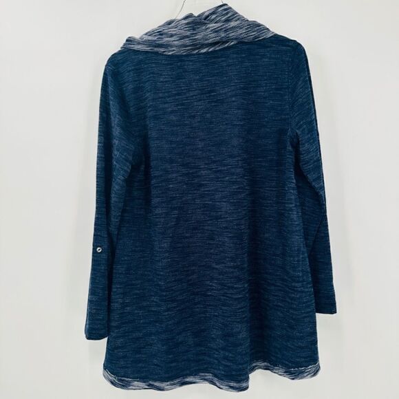 Soft Surroundings Size Medium Blue Heathered Long Sleeve Cowl Neck Tunic Top - Picture 8 of 8